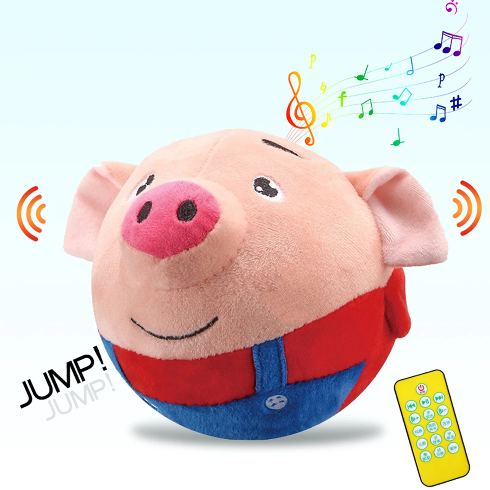 Hot Sale USB Rechargeable Cartoon Pig Electronic Interactive Dog Toy Pet Bouncing Balls Active Moving Pet Plush Dog Squeaky Toy