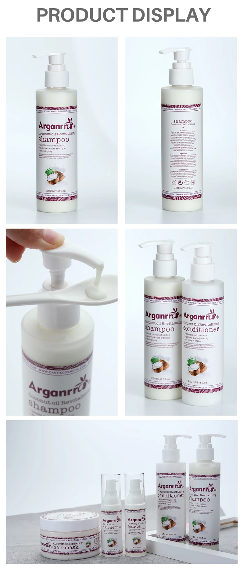 Manufacturer Natural Moisturizing Smoothing Argan Oil Coconut Oil Hair Shampoo for Dry Damaged Hair Care Set