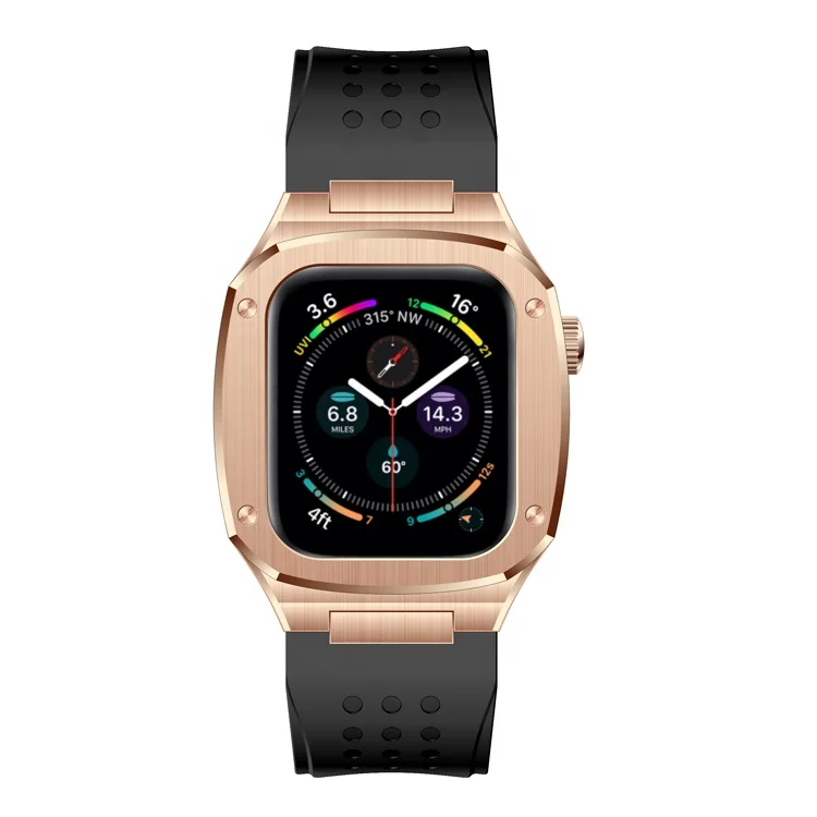 Роскошный корпус apple watch из нержавеющей стали 44 мм однотонный с розовым золотом и прозрачной задней