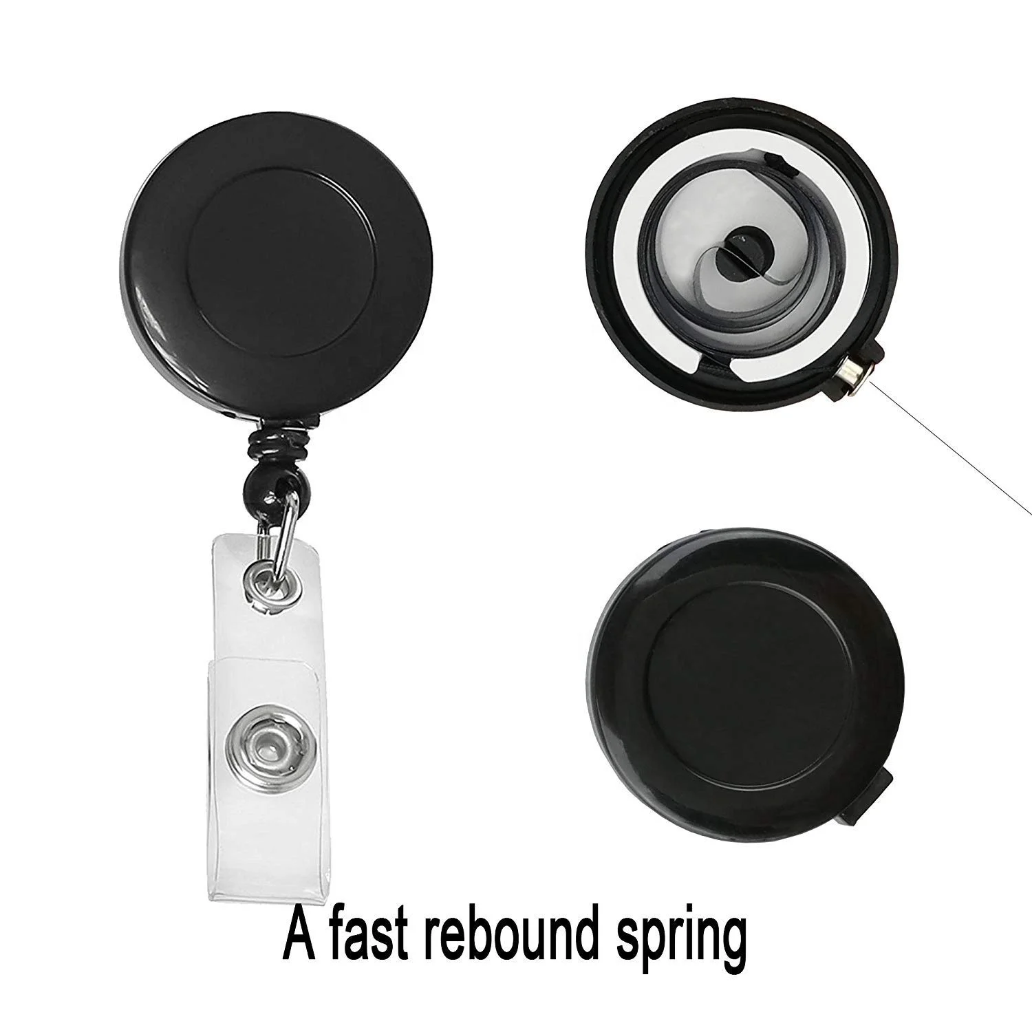 Black 32MM Plastic Retractable Nurse Badge Reel Clips Holder with Metal Clip for Hanging ID Card Name Key Chain