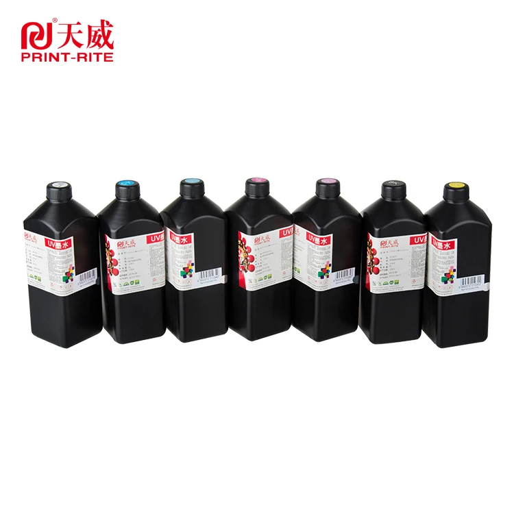 Print-Rite better 1 liter uv curable ink for industrial Ricoh gen 5 head uv flatbed direct printer reflective ink