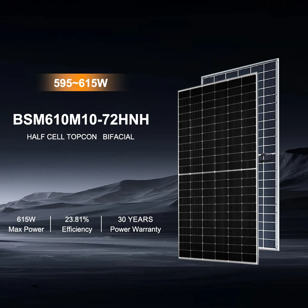 Bluesun hot sale 610w solar panel double black half cell topcorn solar panel  high efficiency
