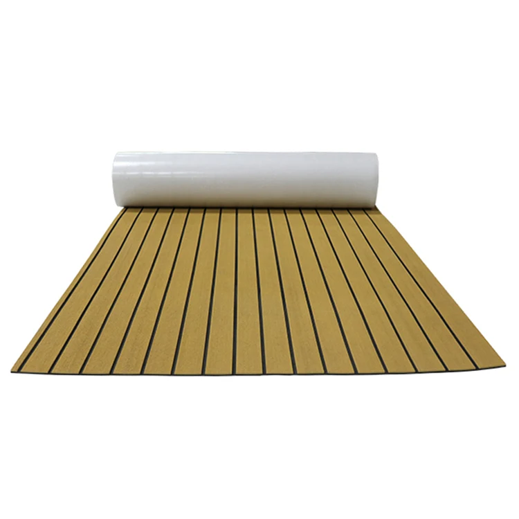 Wavefun New Boat Decking Sheet 6MM Thick Non-Skid EVA Foam Faux Teak Marine Yacht Boat Flooring Sheet