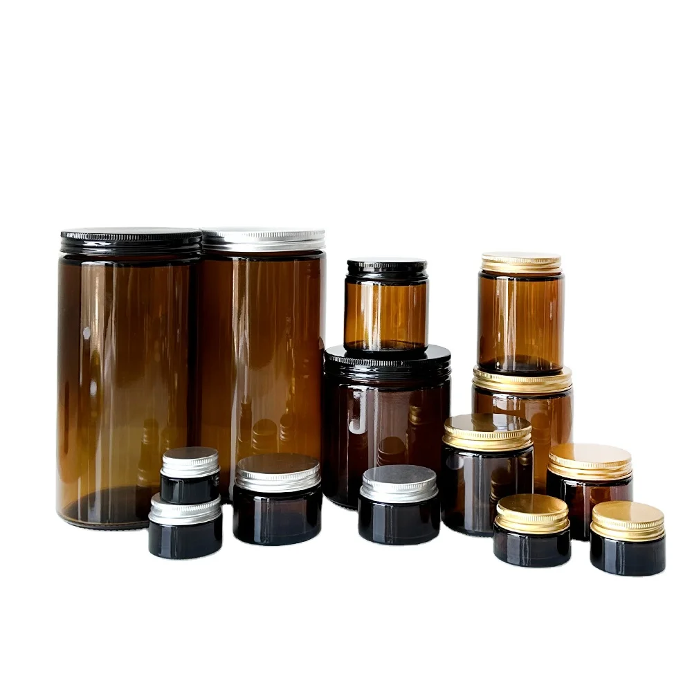 glass jars and containers Wide Mouth Body butter Amber frosted 16 oz glass jars with lids