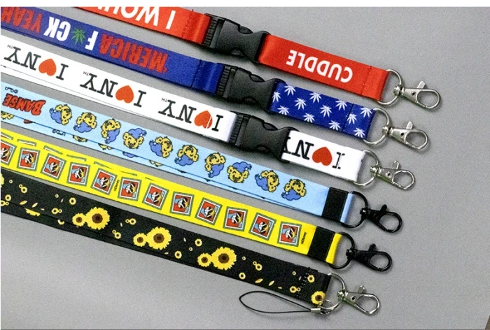 Customized Full Printing Polyester Lanyards Heart Transfer Printing Lanyards  Promotion Gifts Lanyards