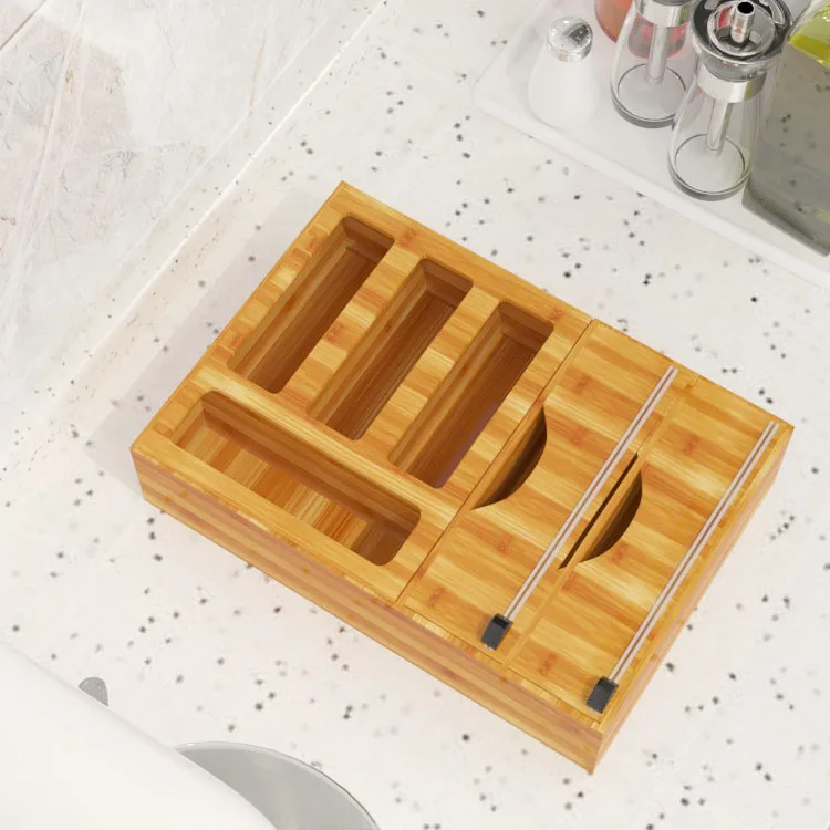 Customize Different Openings Kitchen Bamboo Ziplock Bag Storage Organizer