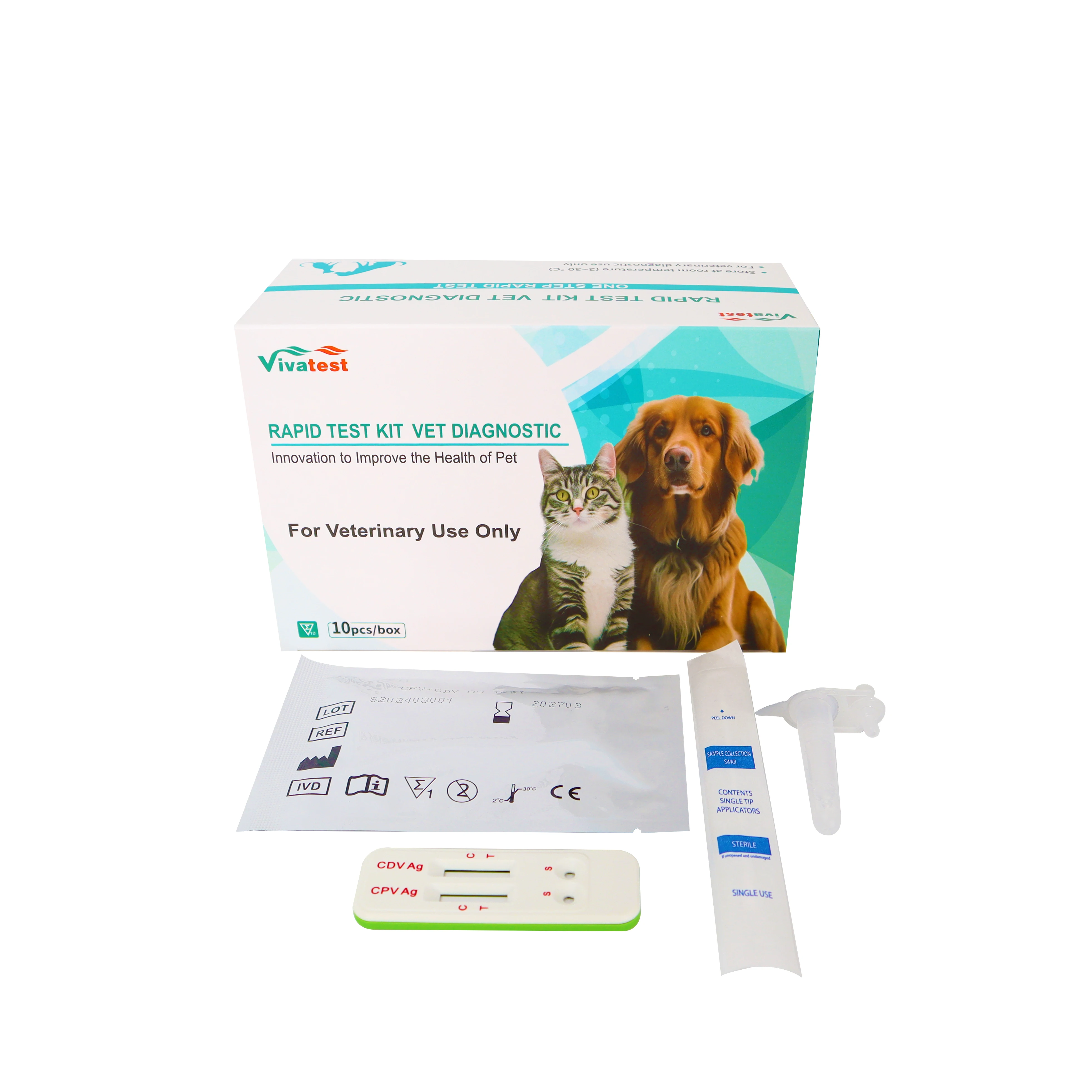 Veterinaria Pet Care CPV CDV Ag,Vet Parvo Virus Distemper,Canine Cdv Parvovirus Rapid Test Kit For Dogs