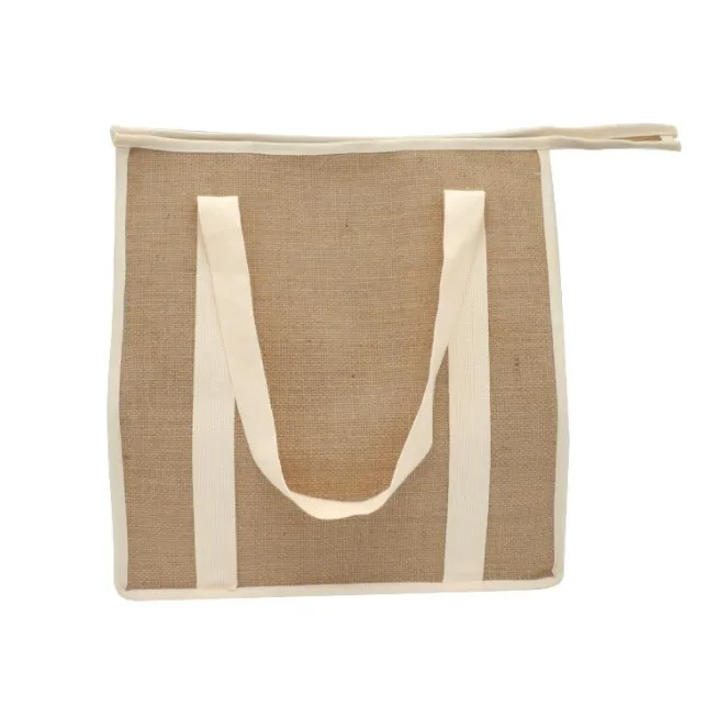 Jute linen large insulated thermal soft cooler lunch cooling tote bag for men women