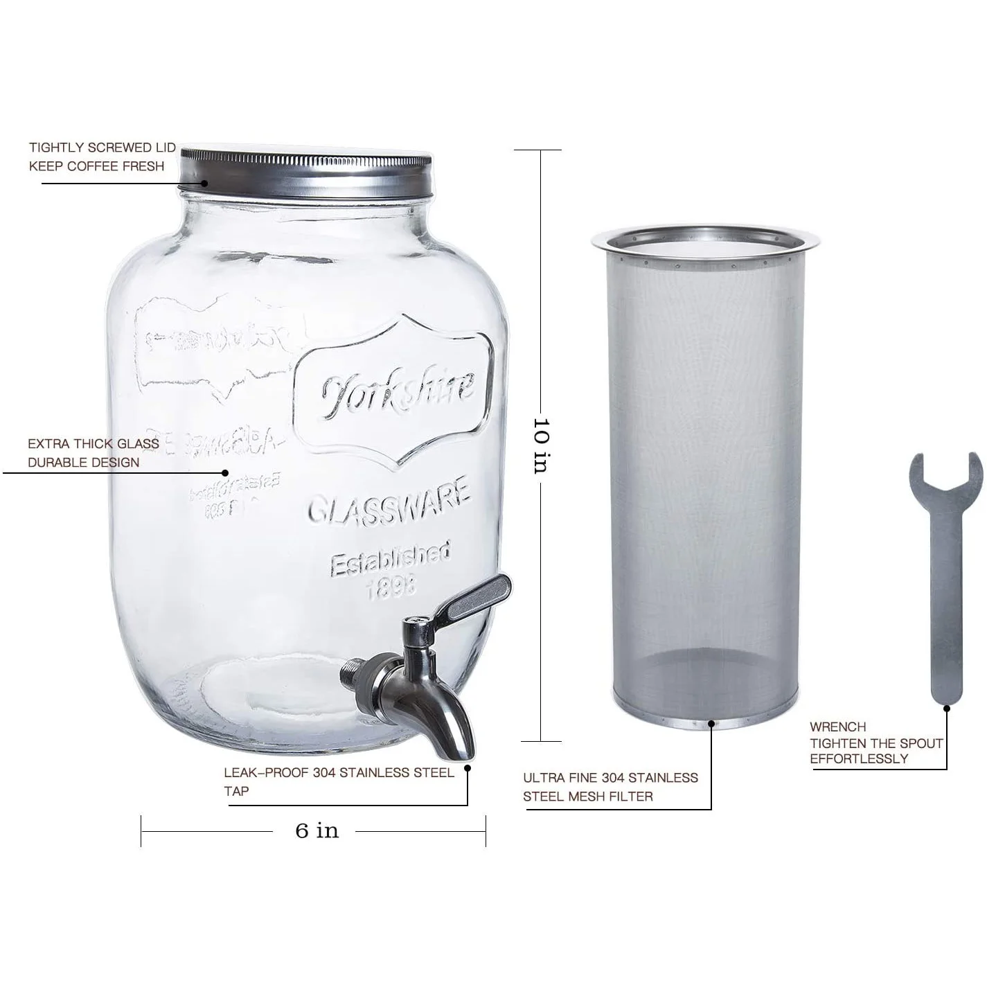 
3.8 L amazon time Juice Cup portable cold brew iced coffee maker glass cold brew coffee maker mason jar 