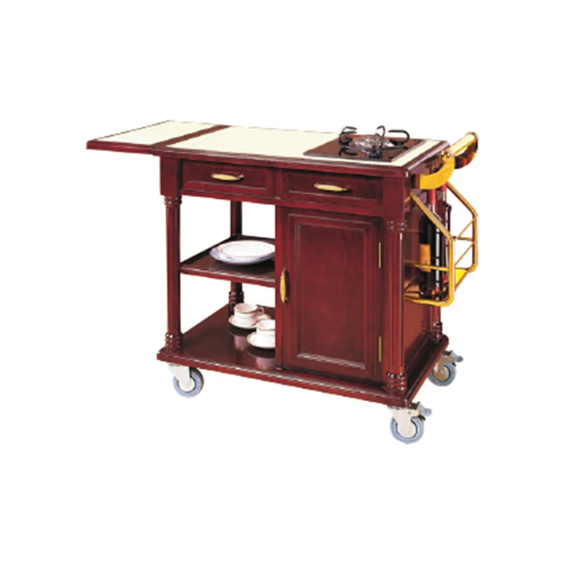 Single/Double Head Stove Food Serving Flambe Trolley Hotel & Restaurant Equipment Banquet Cooking Cart