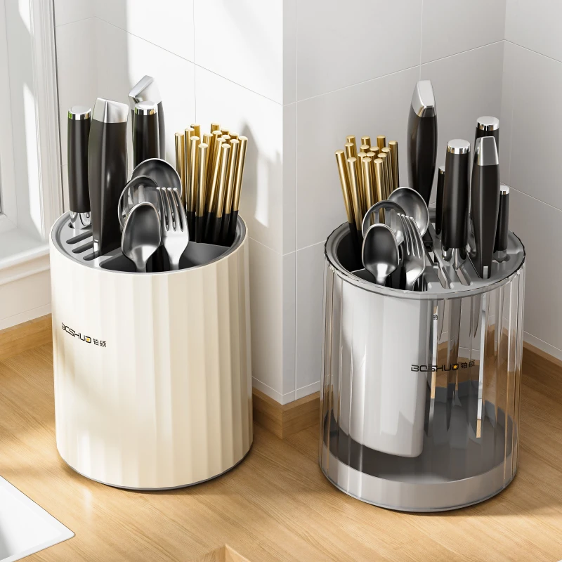 Large Capacity Multifunctional Rotating Knife Holder with Detachable Design Rotating Access Quick Drainage High-Quality Material