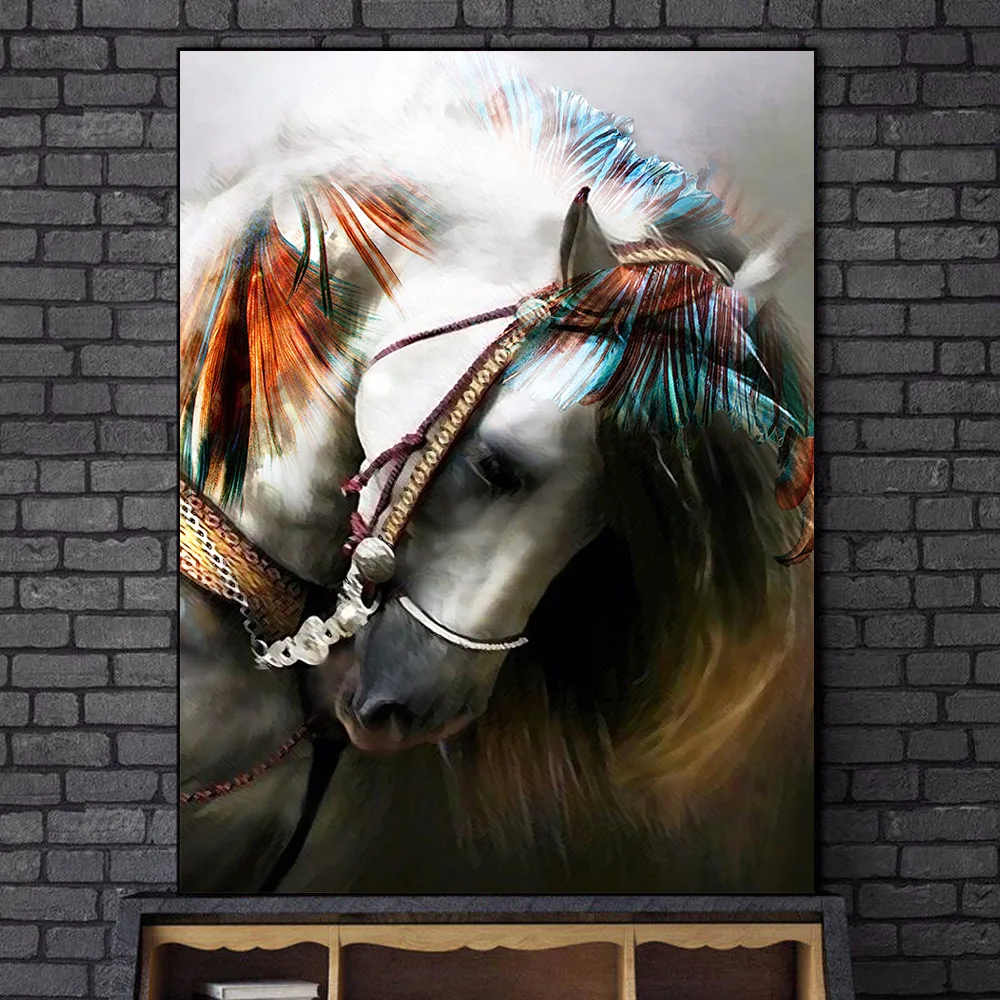 Abstract Colorful Horse Canvas Paintings On The Wall Graffiti Art Canvas Posters And Prints Animals Wall Pictures Cuadros Decor