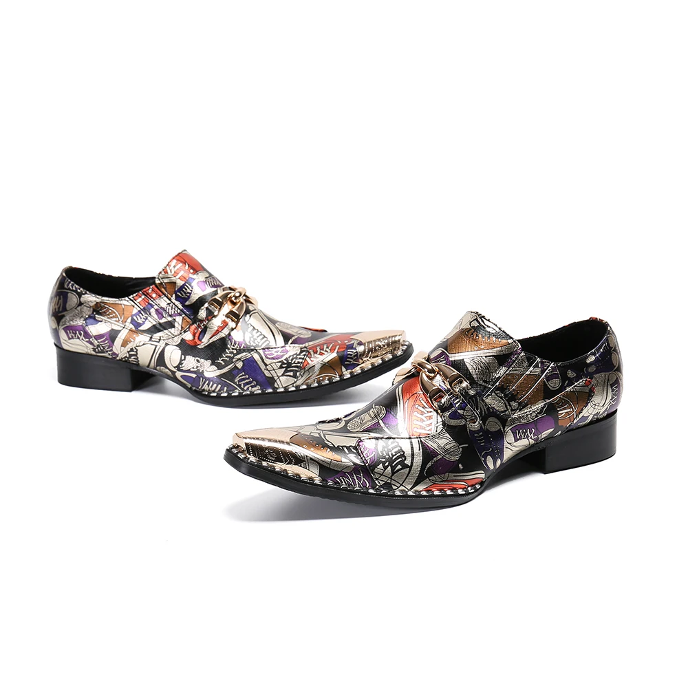 NA321 ручной рок мужские туфли с металлическим острым носком; Туфли из натуральной кожи золотого цвета; Мужские модельные туфли-оксфорды на плоской подошве цветочным узором; Обувь для вечеринок