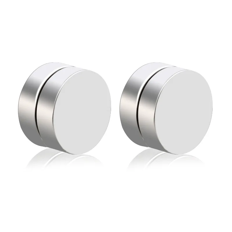 Korean fashion double-sided round magnet titanium steel false Earrings without ear holes ear clip earrings