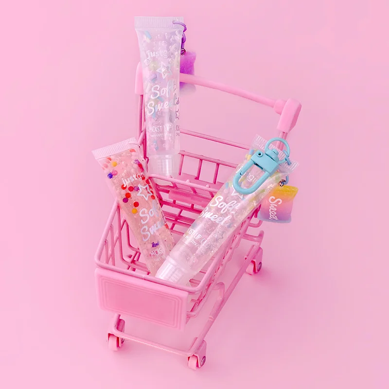 Professional Children Makeup Manufacturer Key Chain Fruity Cute Lip Gloss Vendor child mini suitcase for lipgloss