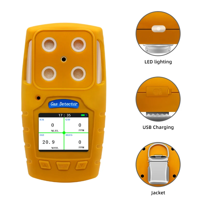 Safewill Gas Detector offers four-gas detection for high risk areas,portable multi  gas detector monitors