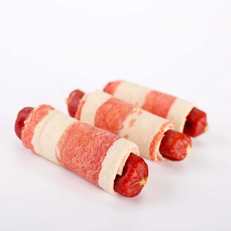 pet supplier Customizable wholesale dog chew Sausage Roll Shaped Chew dog treat  Easy to digest dog snack