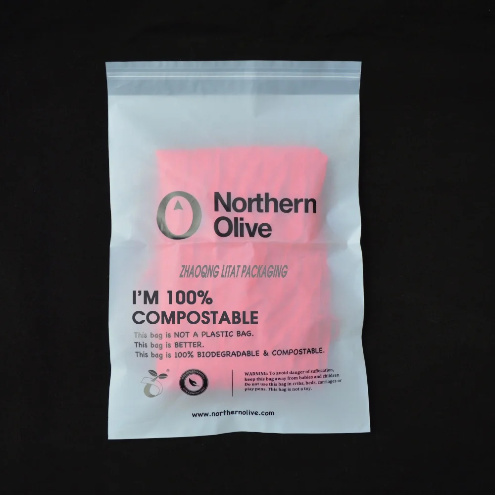 biodegradable bag customized biodegradable cornstarch  PLA self adhesive sealing bag for scarf packing