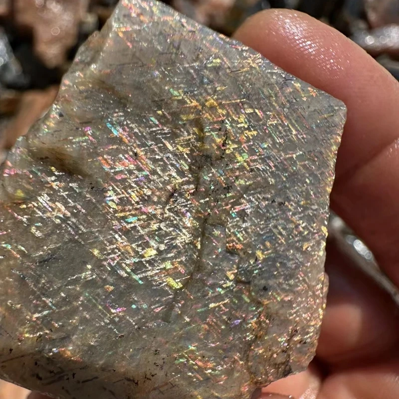 Hot sale rare backbone Natural Rough grid Sun stone Metro Shower rainbow Crystal Gemstone raw Sunstones