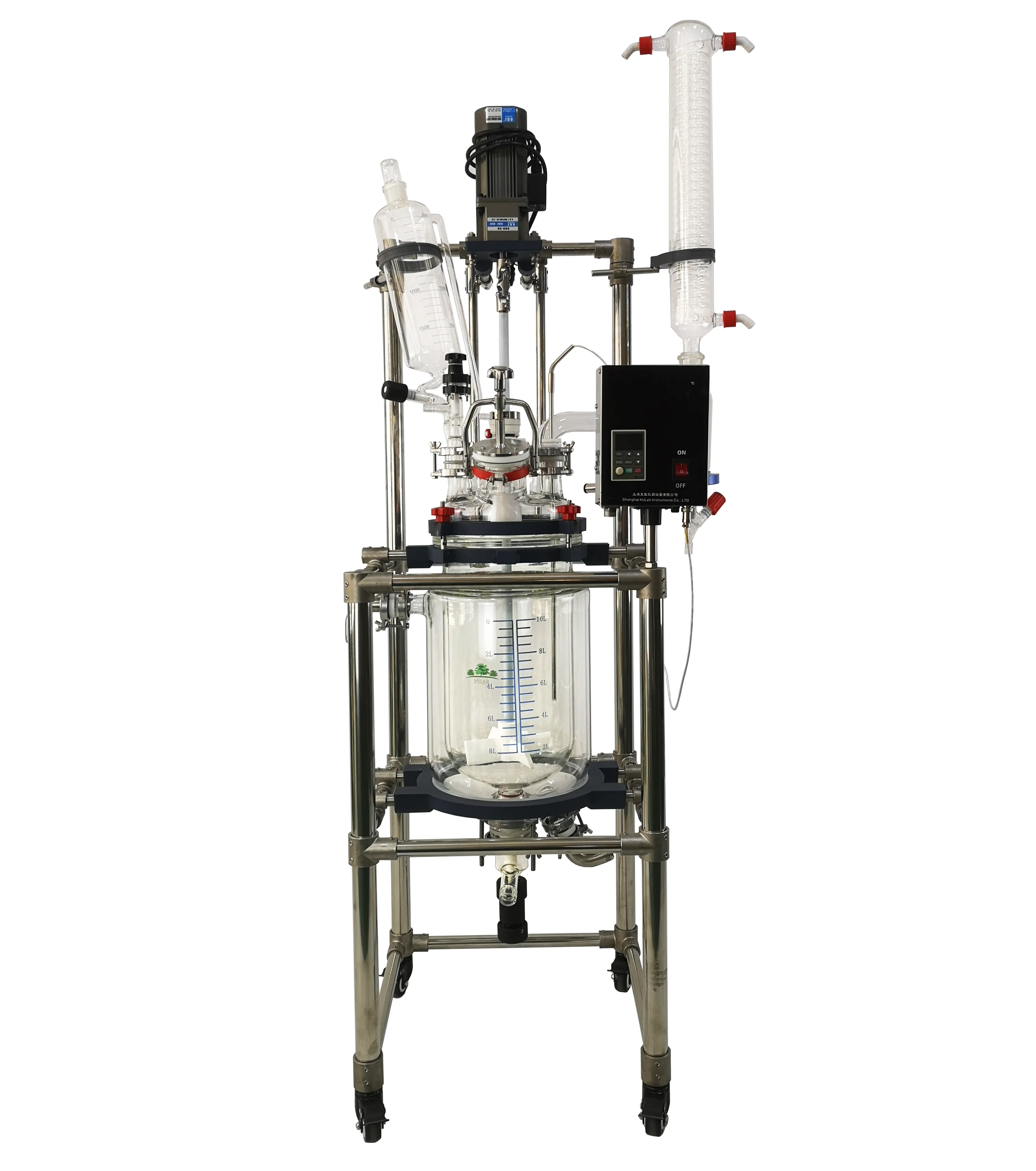HJLab Chemaical Lined explosion-proof 10L Jacketed Glass Reactor manufacturer with High quality