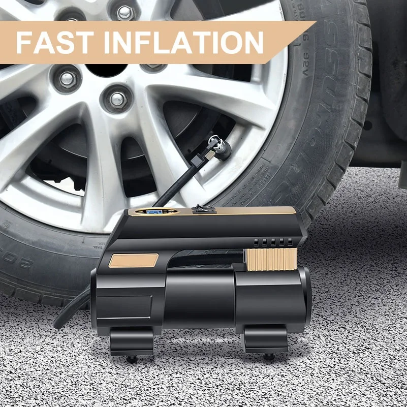 Air Compressor Tire Inflator 12V Portable Air Compressor w/ Digital Pressure Gauge LED Light Auto Tire Pump for Car Tire Bicycle