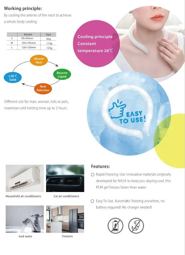 CSI TPU Phase Change Material Wearable Heat Flashes Fever Icy Cooling Neck Tube