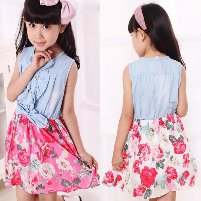
Summer Mother and Daughter Dresses Family Matching Clothes Women Kids Girl Ruffles Sleeveless Floral Dress Elegant Flower Outfit 