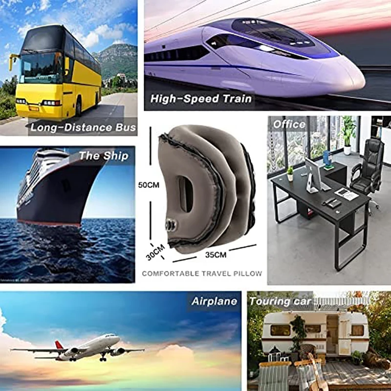 3in1 set Multifunction travel pillow neck head chin support inflatable travel pillow for airplane home sleeping rest