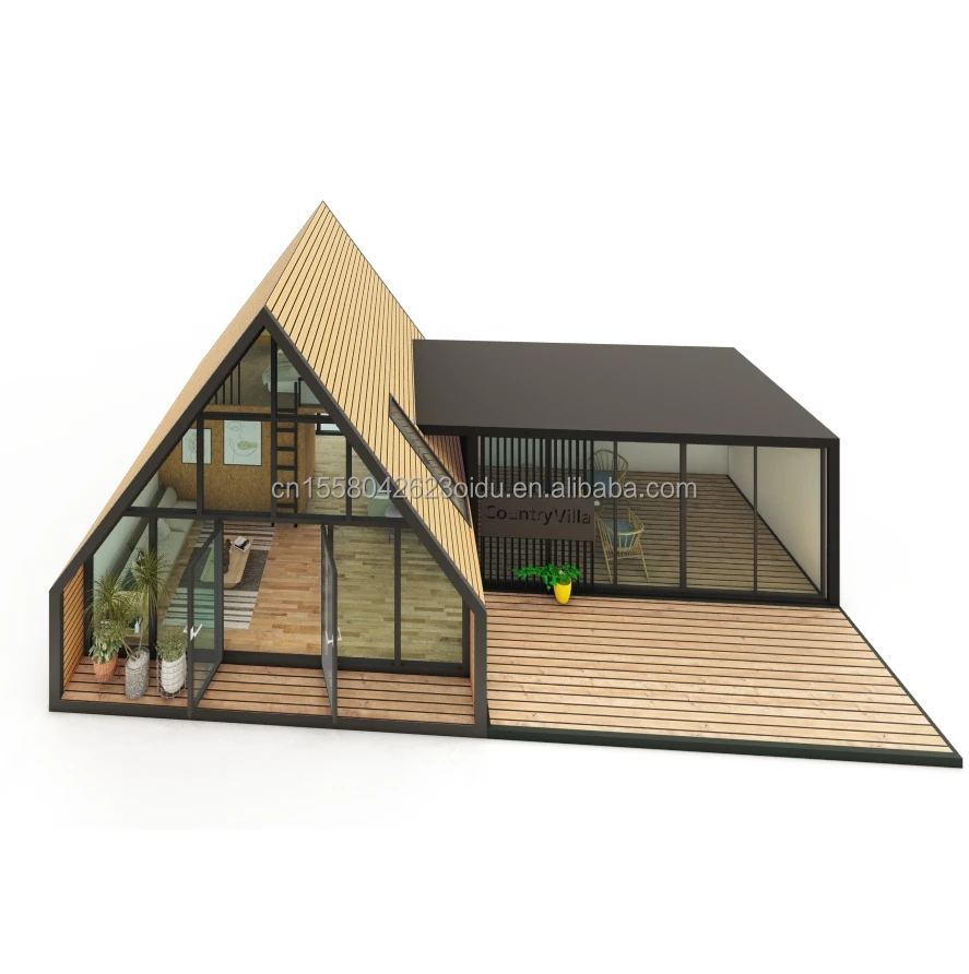 Modern Prefabricated Steel Container House Tiny Triangular Prefab House for Family Vacations or Hotel Use