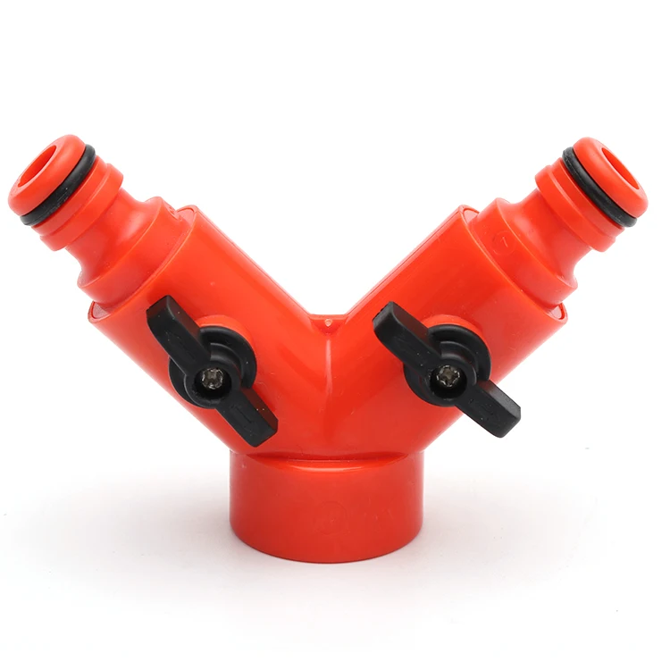 Custom Plastic Quick Y Shaped 2 Way Water Hose Connector Splitter Garden Tap Adaptor For Garden