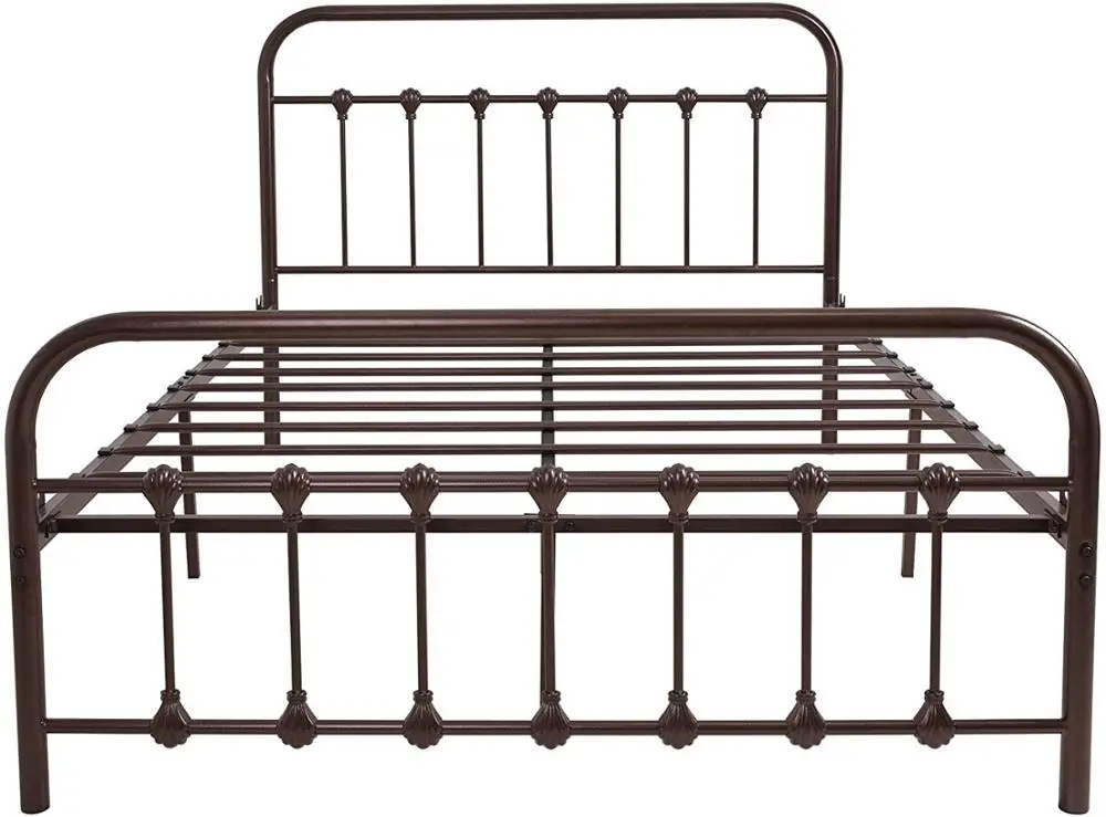 Metal Bed Frame Full Size with Headboard and Footboard Single Platform Mattress Base Metal Tube and Iron Art Bed