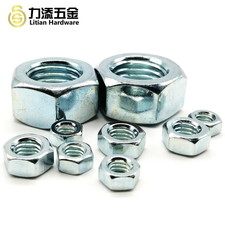 The first class galvanized carbon steel closely-pitched fine coarse thread self-locking M6 M8 M10 hex nut