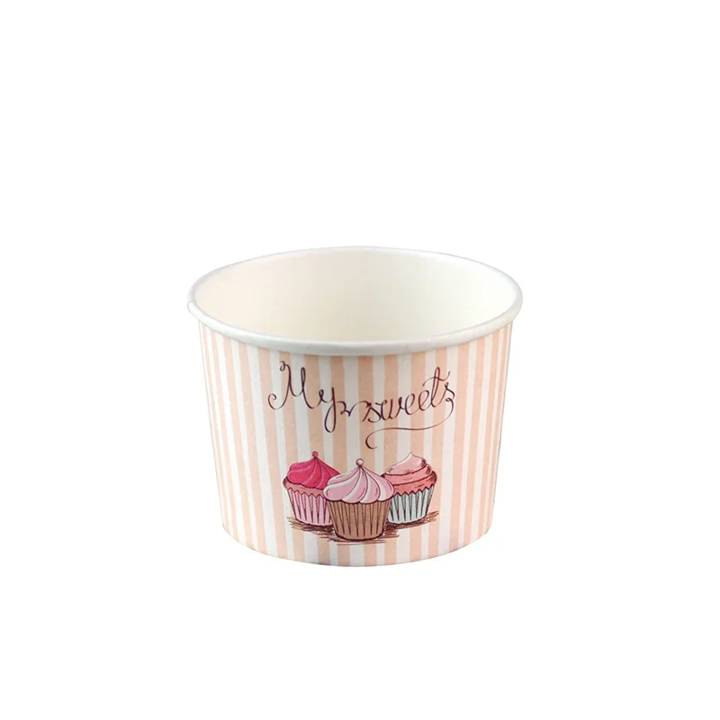 Disposable Ice Cream Cup with Spoon Can Be Customized Patterns Dinner Spoon Spoons Plastic 1000 Pcs with CE / EU Certification