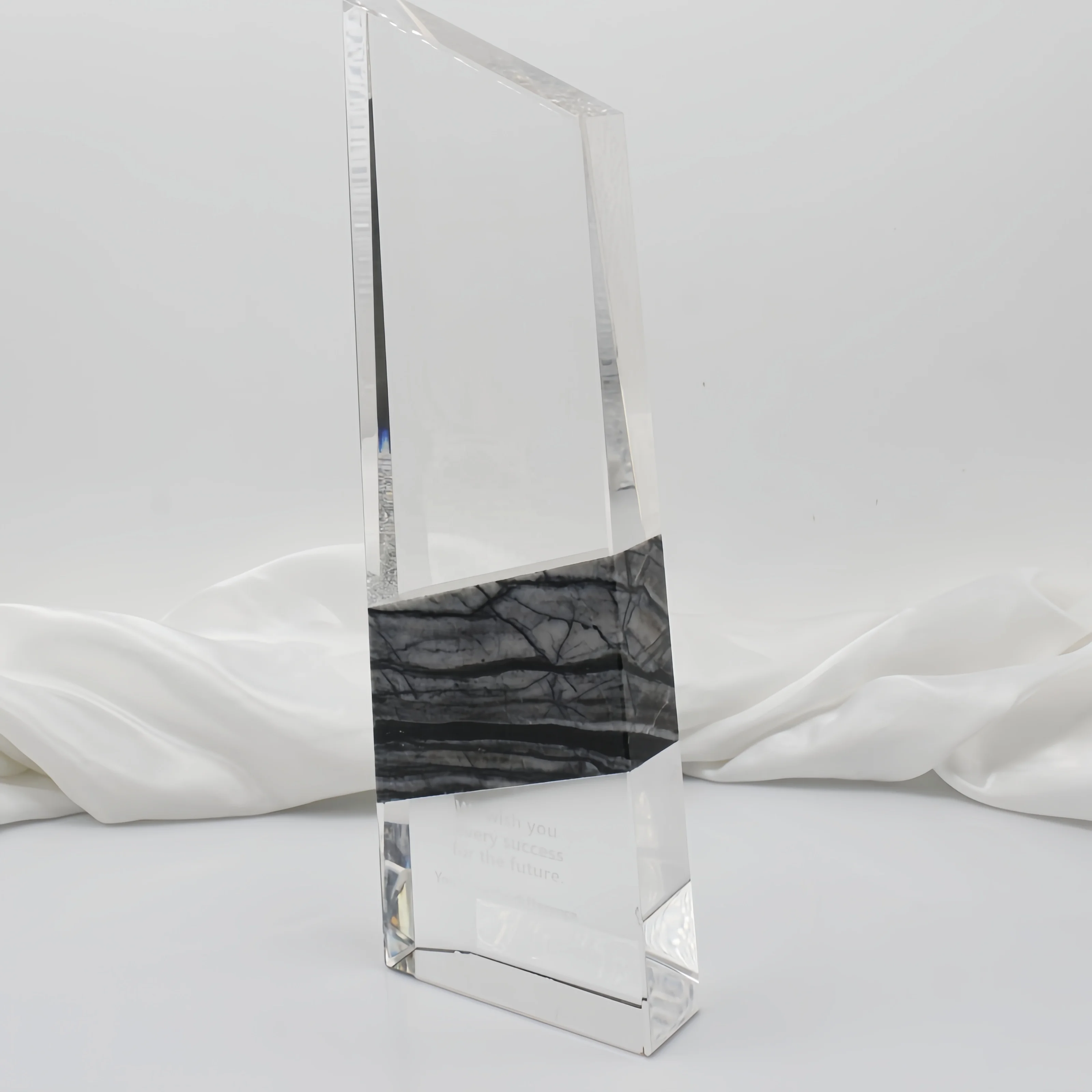 cheap Wholesale blank high quality crystal marble trophy Customized 3d craved logo Crystal trophy for souvenir