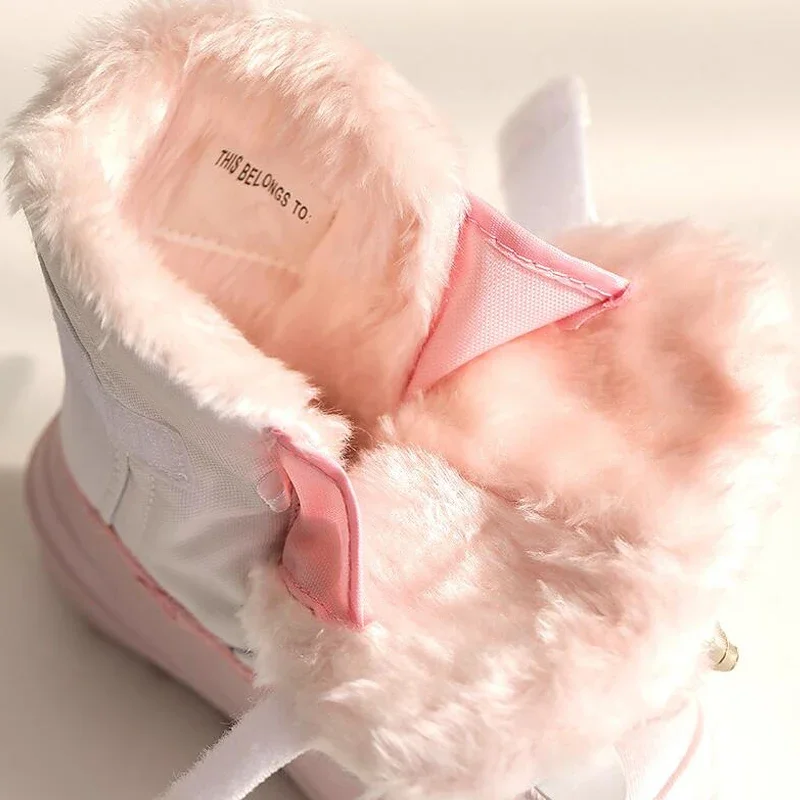 Winter Kids Warm Thick Fur Snow Boots Girls Cute Unicorn Ski Boots Boys Waterproof Anti-slip Boots