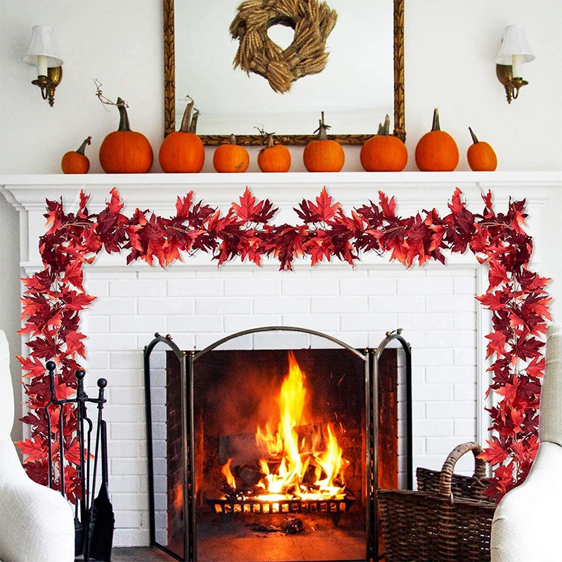 Simulation maple leaf rattan Thanksgiving home decoration wall hanging shooting props 1 piece A artificial rose flower wall wedd