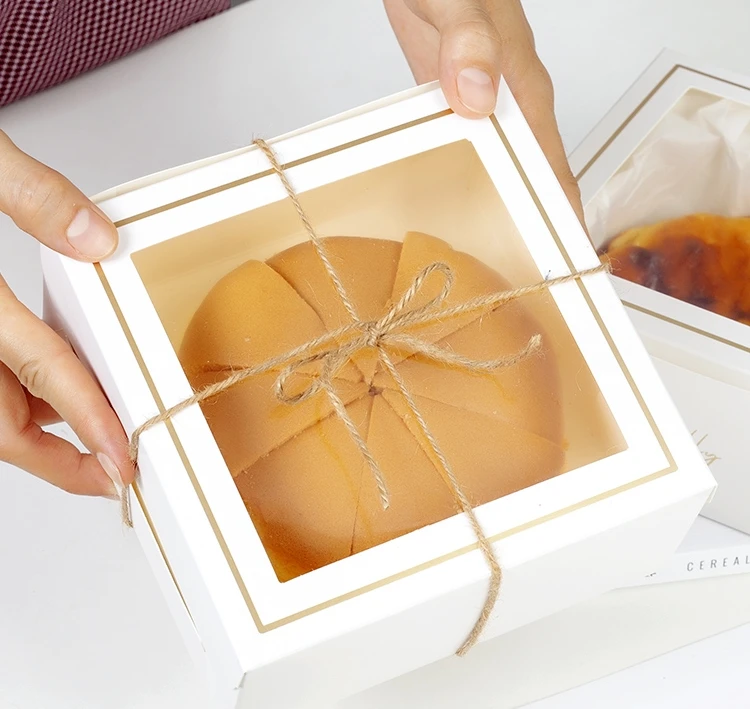 Food Grade Custom Dessert Lid Box Sandwich Cajas Para Pastel Packaging Transparent Clear White Cake Boxes With Window