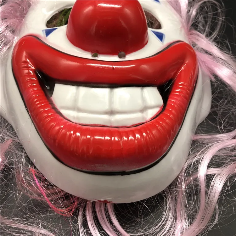 Wholesale Halloween Easter Party Cosplay Smiling Clown Mask w Wigs Funny Joker Mask Halloween Plastic PVC Clown Face Mask
