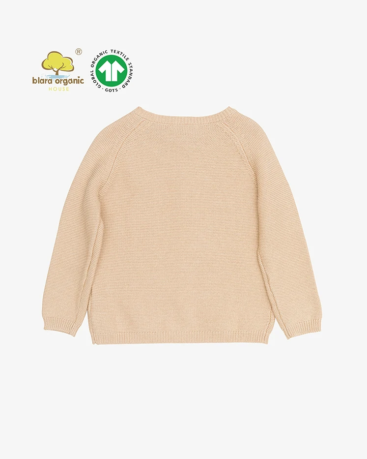 
2019 autumn organic cotton toddler clothing girl kid jacquard knit cardigan baby crew neck knitted sweater 