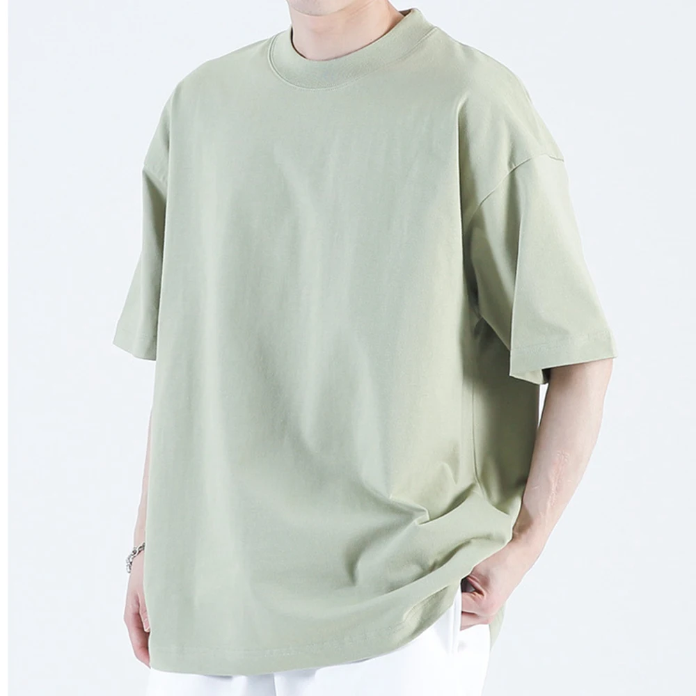 High Quality 250gsm Oversized Men Streetwear Tshirt Wholesale 100% Cotton Blanks Thick Collar T Shirt