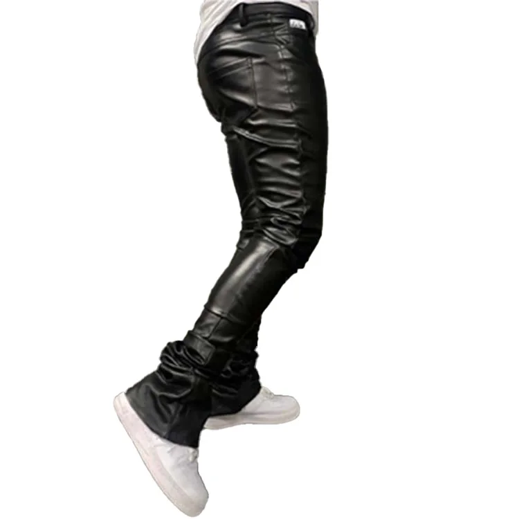 New Arrival Sexy Butt Lift Corset Thermal Faux Leather Long Pants Real Leather Pants For Men
