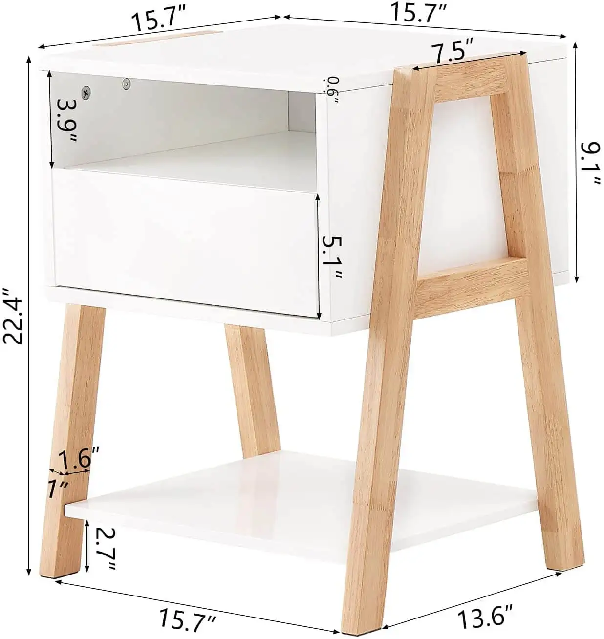 US warehouse drop shipment available easy to built modern nightstands with single drawer stackable wooden side table