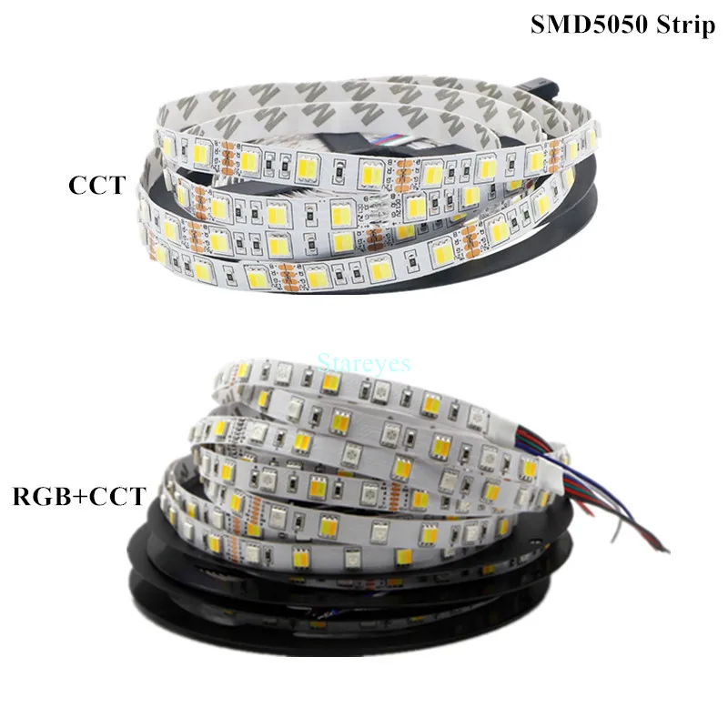 
Free shipping 10 Pcs LED Strip SMD 5050 60 LED/M White Warm white RGB RGBW RGBWW 4 in 1 RGB+CCT CCT tape Ribbon Growth light 