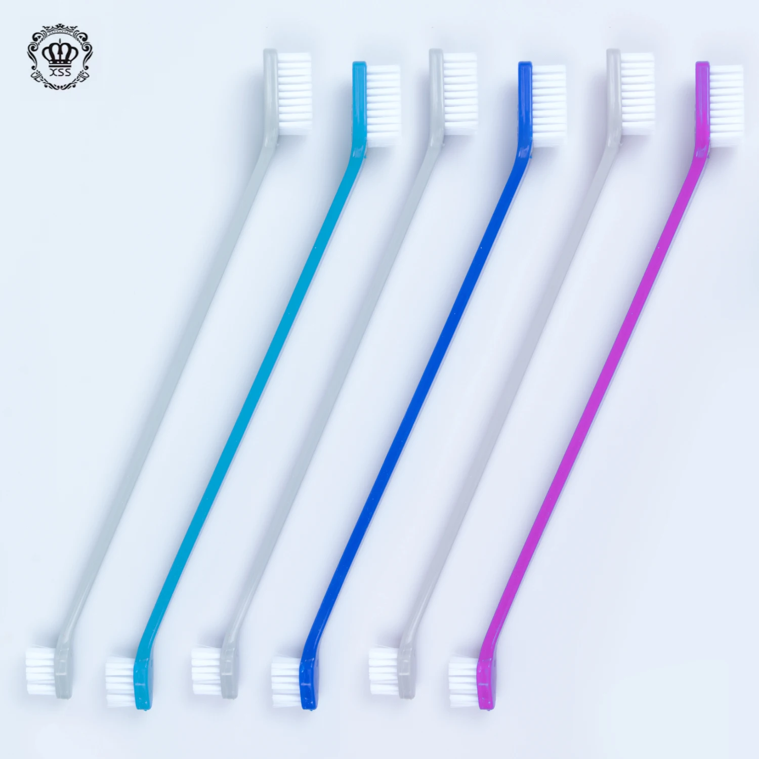 XiBrush Factory Color Dog Soft Medium Bristle Pet Cat Dog Toothbrush Tooth Care Double Head Bulk Tooth Brush Oral Clean