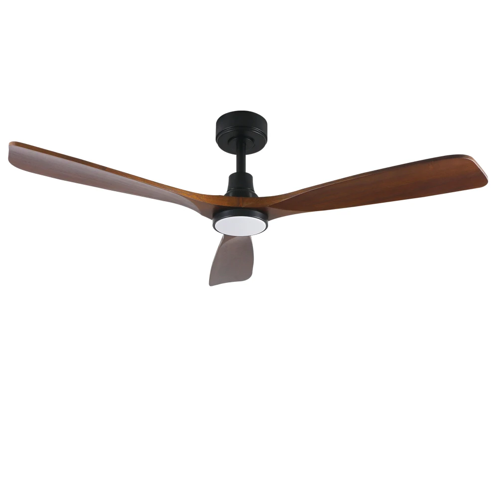 Modern 52 Inch DC Motor Ceiling Fan with Wooden Blades and LED Light Iron Body Outdoor Remote Control for Villa Application