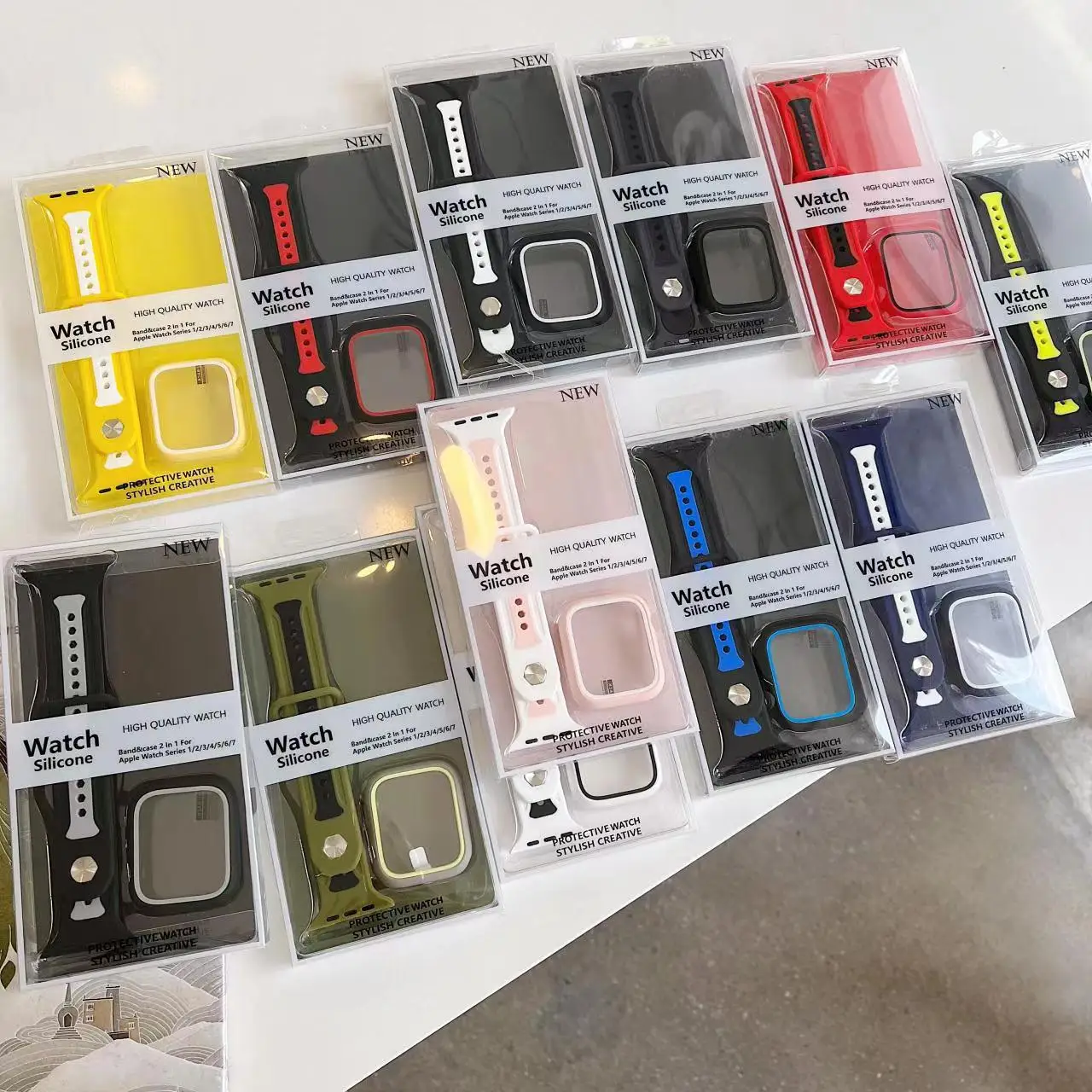 Ремешок для Apple Watch Series 7 45 мм силиконовый мягкий Регулируемый браслет с защитой экрана iWatch женщин и мужчин