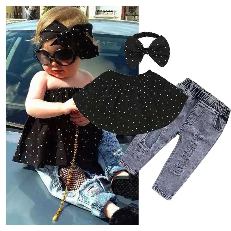 1 2 3 4 5 6 T Summer Clothes for Little Girls  Fashion Girl Clothing Sets 2020 Children Jeans Short+ Tops Kids Girls Summer Sets