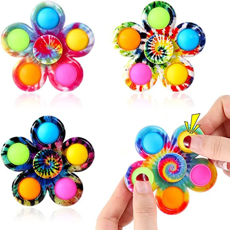 Wholesale hot selling custom logo colorful 4 pcs simple dimple fidget Sensory spinner toys Stress Relief for Kids