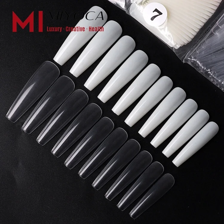 Miyoca 2021 Popular Fashionalble Clear Case Pre Design Tips Long Tip Sticker For Nail Japan  Fancy Press On Extension Nails
