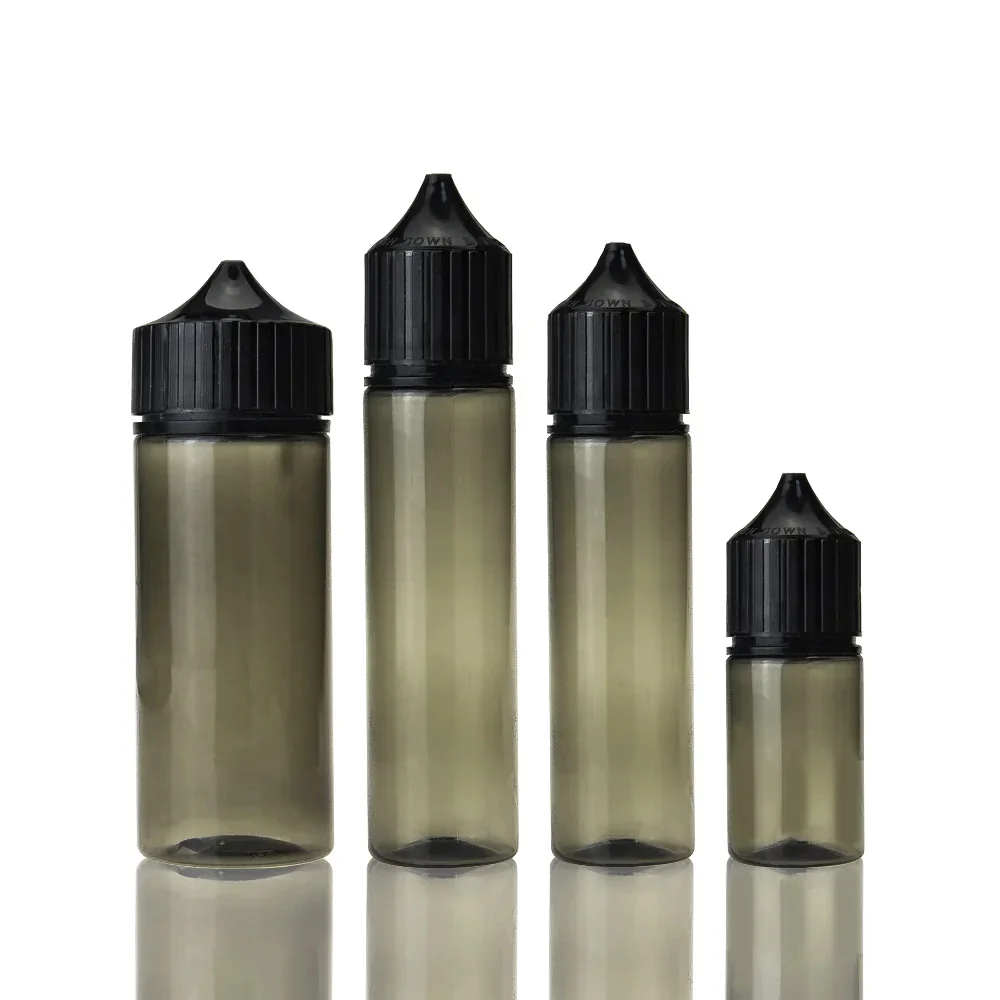 transparent black 30ml 60ml 100ml 120ml plastic PET squeeze dropper liquid V3 bottle with tamper proof lids